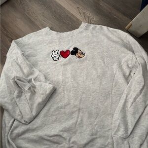Gray Sweatshirt with Mickey Mouse and Heart Design